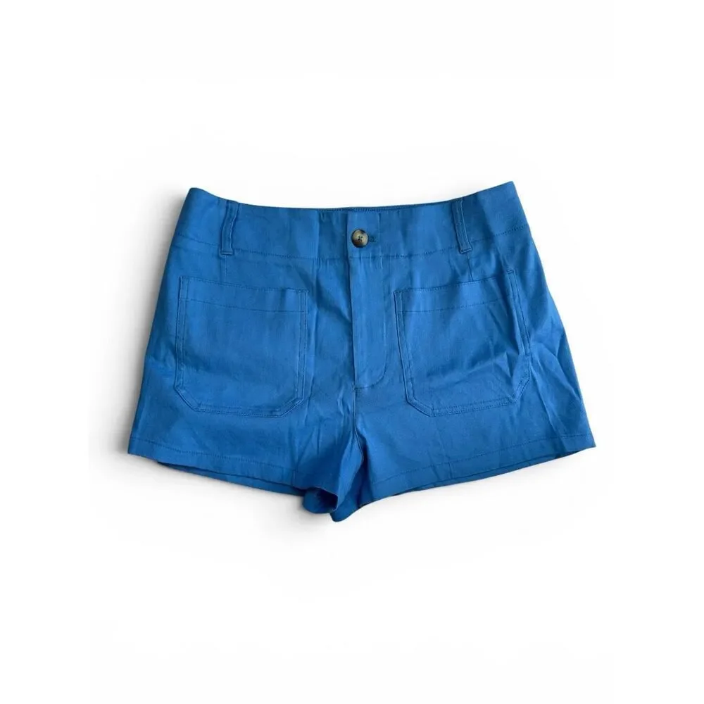 NWT Anthropologie Colette Shorts Maeve Linen Blue Size 31